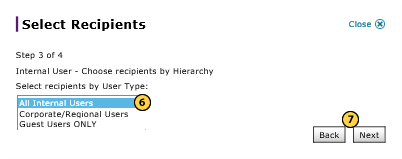 Select internal recipients by hierarchy, step 3 of 3.